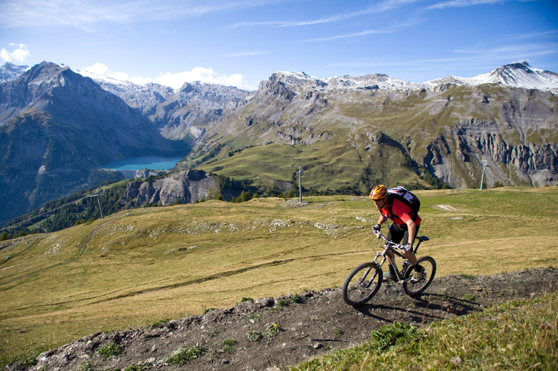 Mountain bike rider in Crans-montana