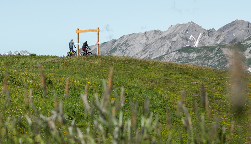 Downhill mountain bike trail in Crans-Montana