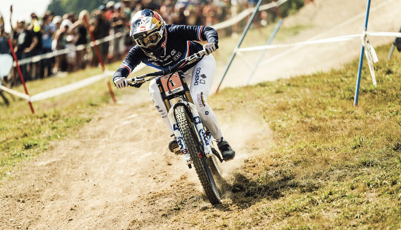 Downhill World Cup MTB rider in Les Gets